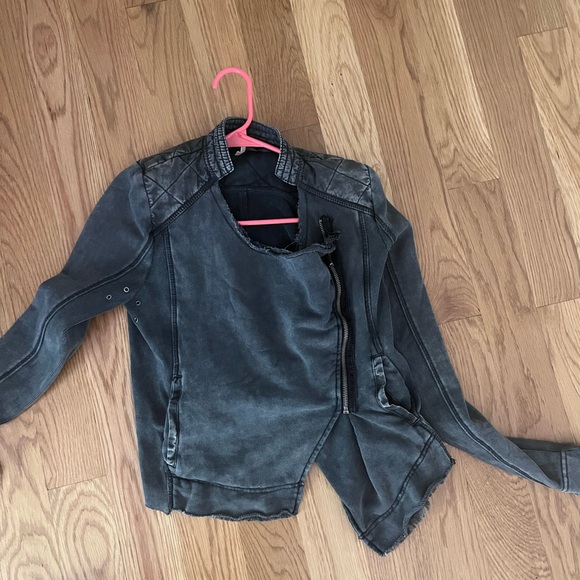 Free People Moto Jacket Black Women XS Distressed Cropped Cotton - Picture 3 of 7